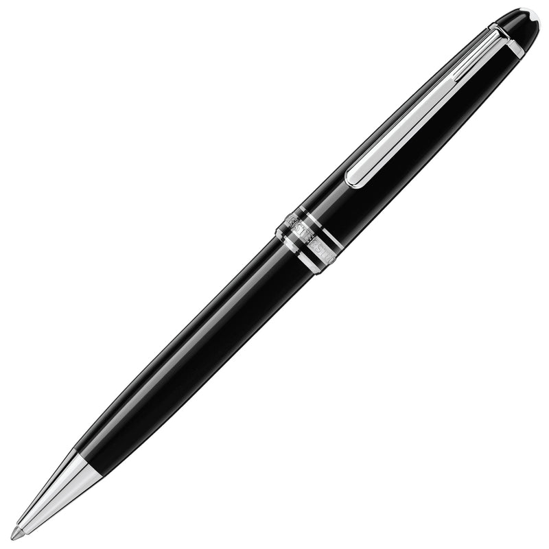 Montblanc Meisterstück Platiniert Classique Kugelschreiber in Schwarz – Vorderansicht.